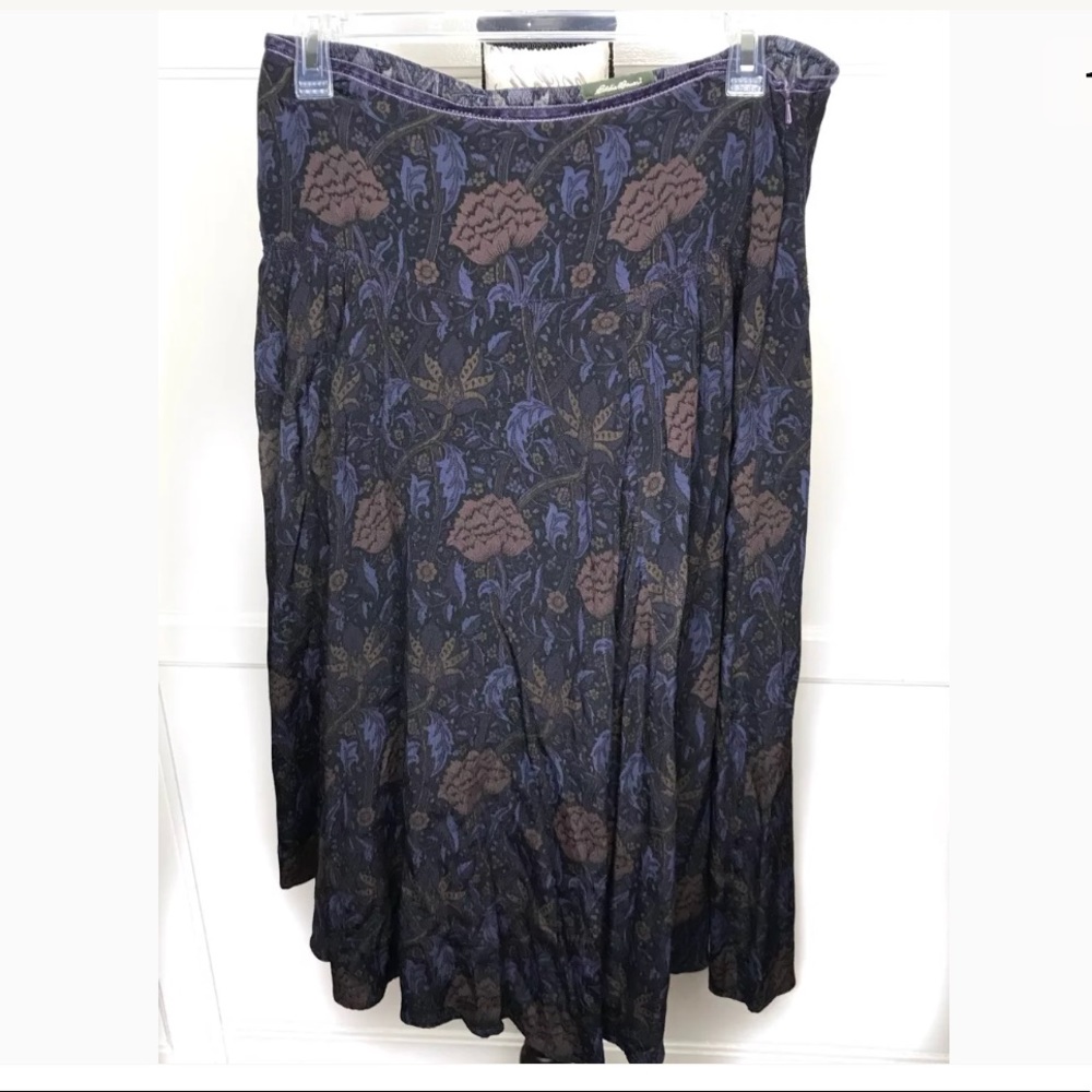 Eddie Bauer Long Skirt Floral size 8 Dark Nylon